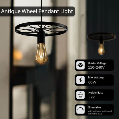 Wagon Wheel Pendant Light – 30 cm, E27, 5 Finishes - photo 3