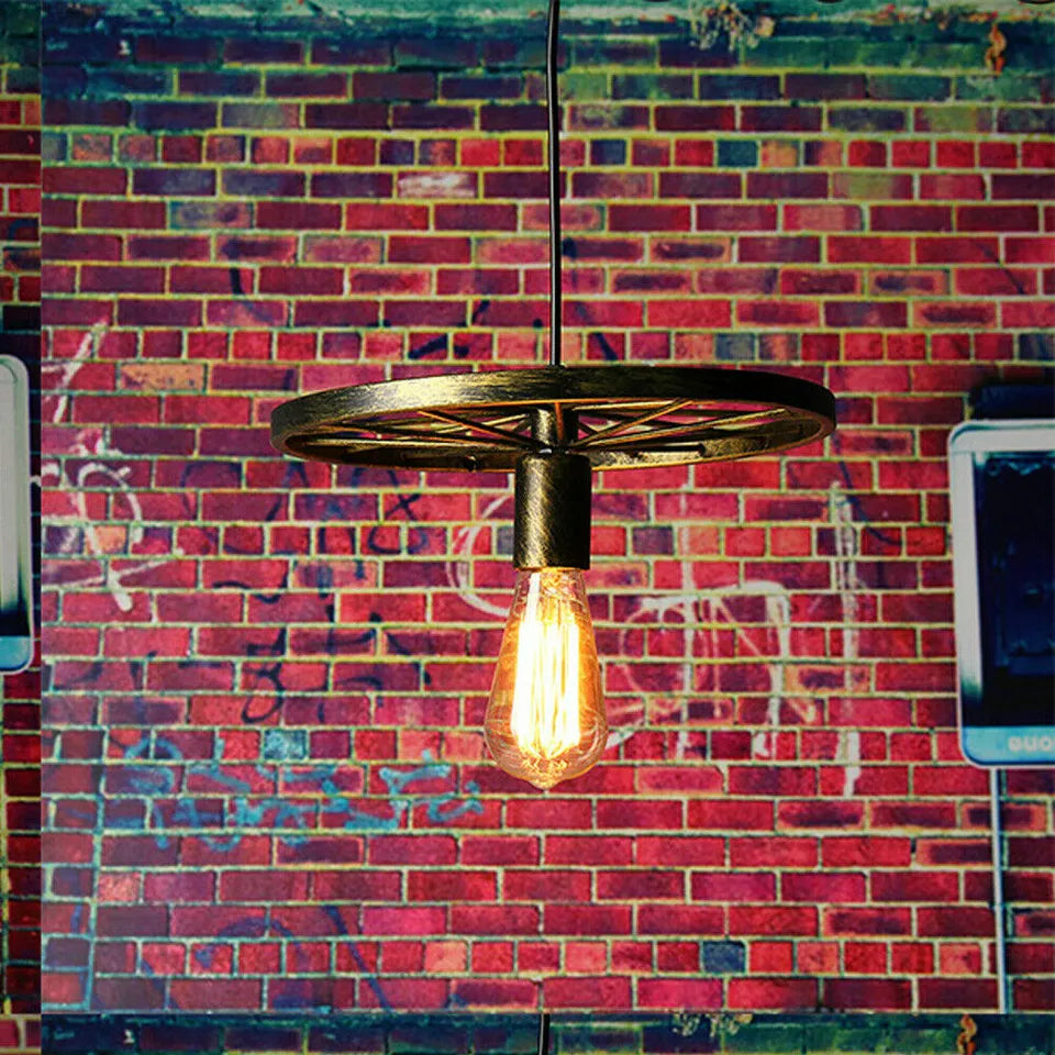 Wagon Wheel Pendant Light – 30 cm, E27, 5 Finishes - photo 4