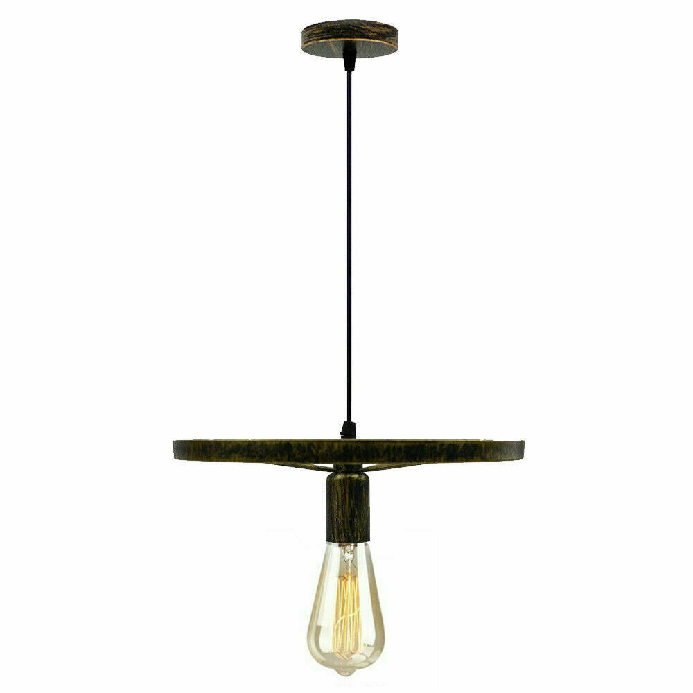 Wagon Wheel Pendant Light – 30 cm, E27, 5 Finishes - Brushed Brass, No Shade, ST64 LED Bulb 4W