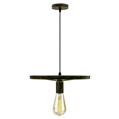 Wagon Wheel Pendant Light – 30 cm, E27, 5 Finishes - Brushed Brass, No Shade, ST64 LED Bulb 4W