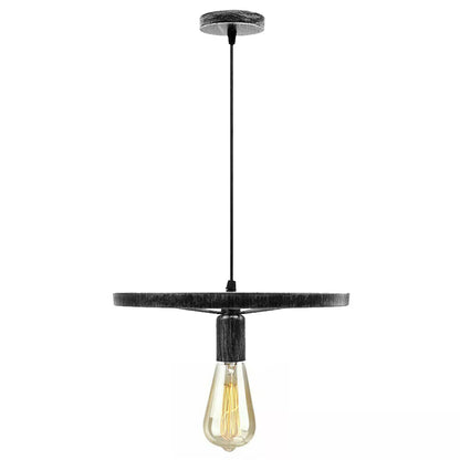 Wagon Wheel Pendant Light – 30 cm, E27, 5 Finishes - Brushed Silver, No Shade, ST64 LED Bulb 4W