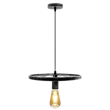 Wagon Wheel Pendant Light – 30 cm, E27, 5 Finishes - Brushed Silver, No Shade, Without Bulb