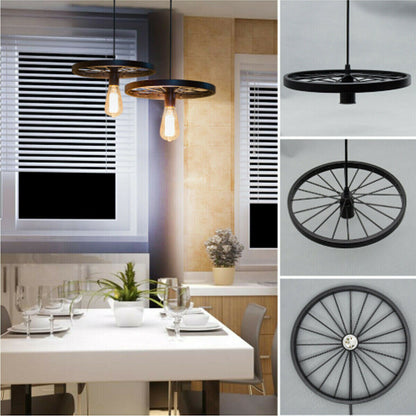 Wagon Wheel Pendant Light – 30 cm, E27, 5 Finishes