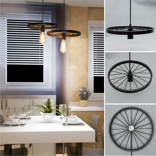 Wagon Wheel Pendant Light – 30 cm, E27, 5 Finishes