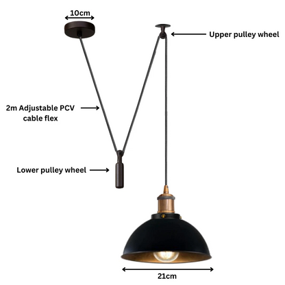 Swag or Pulley Pendant Light – 2 m Cable, Hook or Rise & Fall Dome, E27 - photo 2