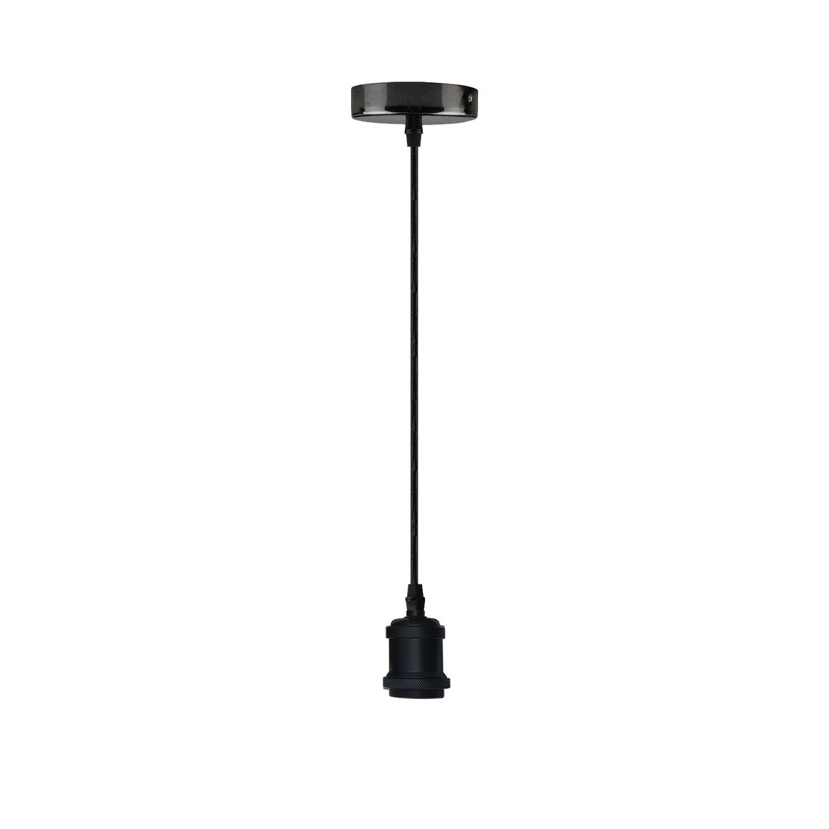Swag or Pulley Pendant Light – 2 m Cable, Hook or Rise & Fall Dome, E27 - Without Bulb, Black, Holder Set Only