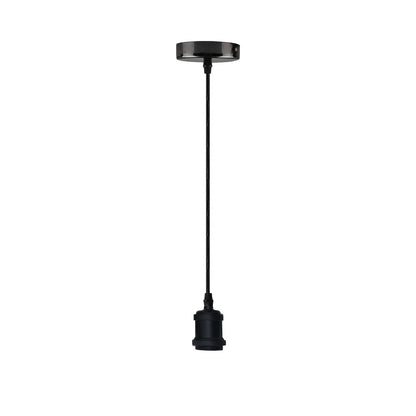 Swag or Pulley Pendant Light – 2 m Cable, Hook or Rise & Fall Dome, E27 - Without Bulb, Black, Holder Set Only