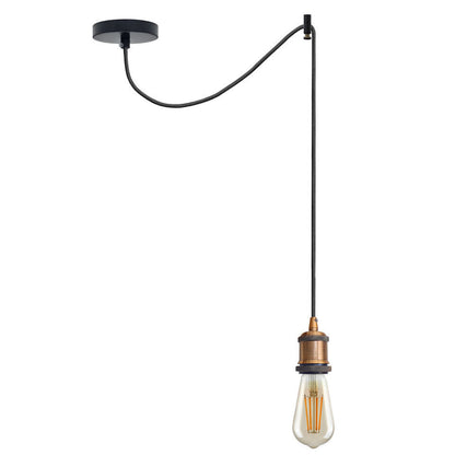 Swag or Pulley Pendant Light – 2 m Cable, Hook or Rise & Fall Dome, E27 - Without Bulb, Yellow Brass, Swag with Brass Hook