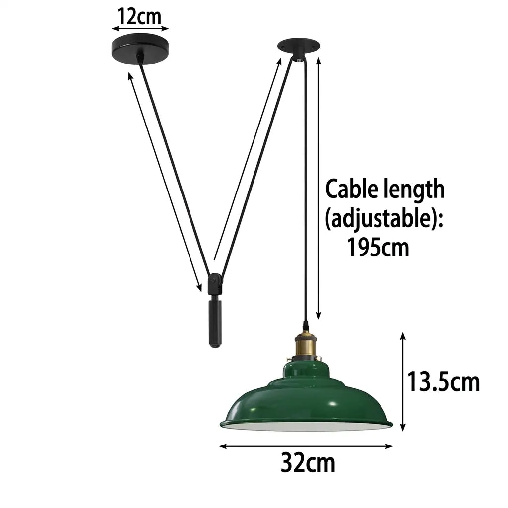 Rise and Fall Pendant Light – 32 cm Gloss Metal Shade, 10 Colours - photo 3