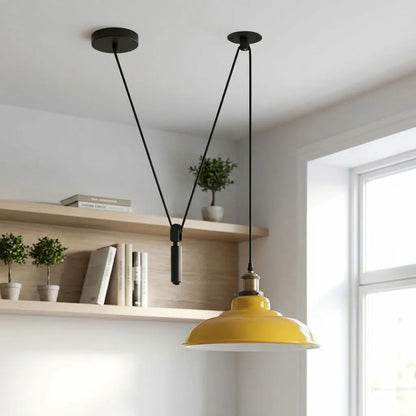 Rise and Fall Pendant Light – 32 cm Gloss Metal Shade, 10 Colours - photo 2