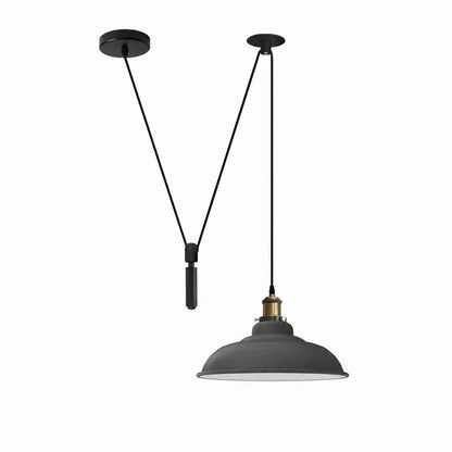 Rise and Fall Pendant Light – 32 cm Gloss Metal Shade, 10 Colours - Yellow Brass, Gloss Metal 32 cm Grey, Without Bulb