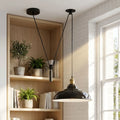 Rise and Fall Pendant Light – 32 cm Gloss Metal Shade, 10 Colours