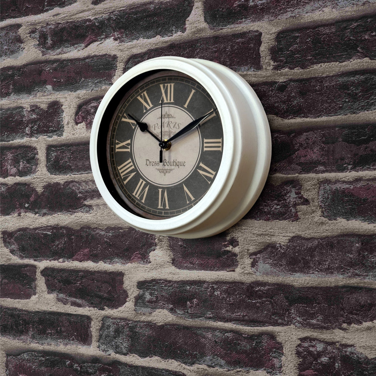 Vintage Roman Numeral Wall Clock – 23 cm, White Frame, Dark Dial - photo 5