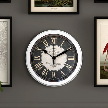 Vintage Roman Numeral Wall Clock – 23 cm, White Frame, Dark Dial - photo 2