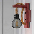 Rope & Wood Wall Light with Mesh Cage – Hemp, E27