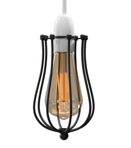 Balloon Wire Cage Lamp Shade – Easy Fit, 11 Colours - Black, with Reducer Ring, Single