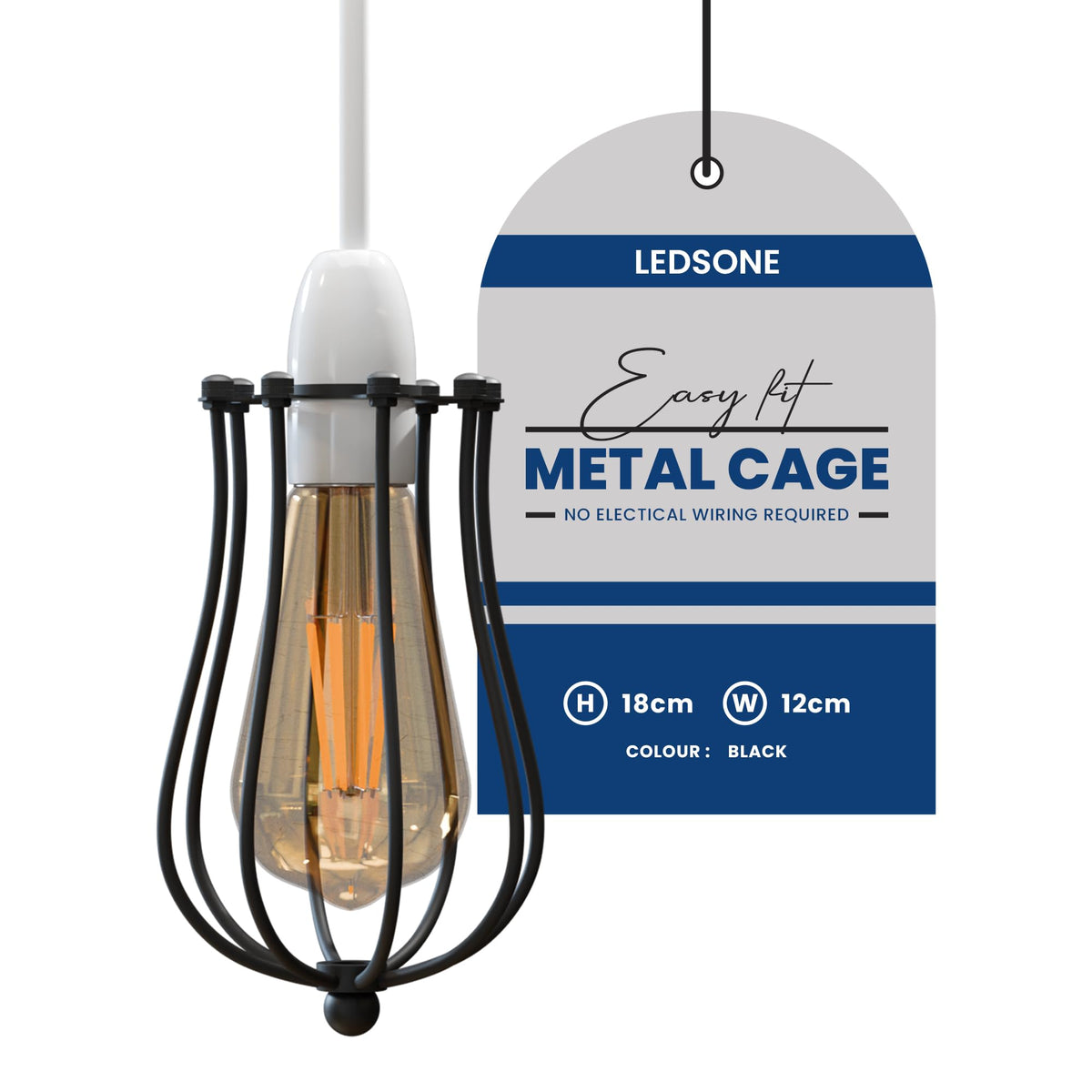 Balloon Wire Cage Lamp Shade – Easy Fit, 11 Colours - photo 14