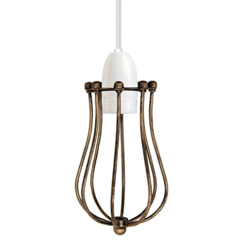 Balloon Wire Cage Lamp Shade – Easy Fit, 11 Colours - Brushed Copper, with Reducer Ring, Single
