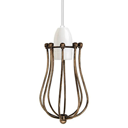 Balloon Wire Cage Lamp Shade – Easy Fit, 11 Colours - Brushed Copper, with Reducer Ring, Single