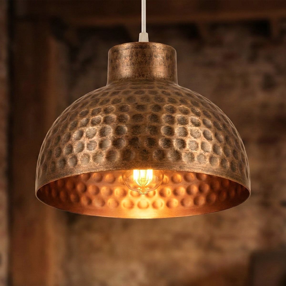 Hammered Dome Lamp Shade 26 cm – Antique Brass - photo 5