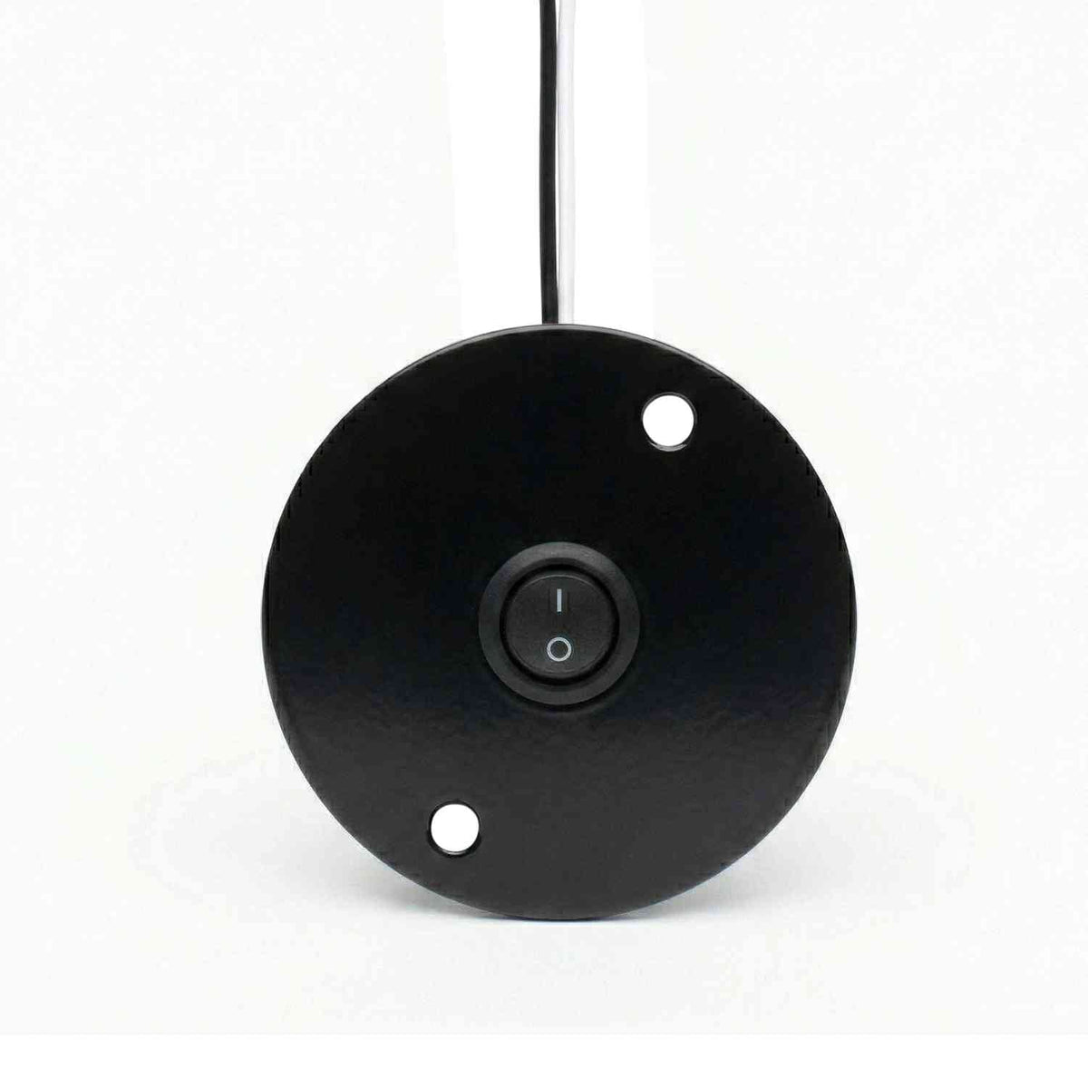 Round Rocker Switch 10A with Black 20mm Conduit Box Lid