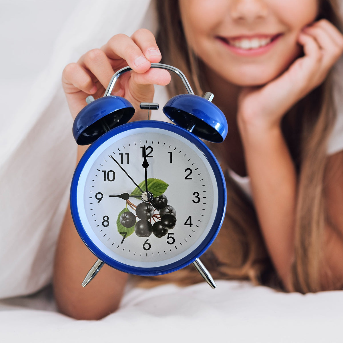 Twin Bell Alarm Clock – Loud Bell, Blue with Berry Dial - photo 2