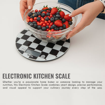 Round Digital Kitchen Scale – Chequerboard or Light Green, 15 kg, 1 g - photo 5