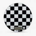 Round Digital Kitchen Scale – Chequerboard or Light Green, 15 kg, 1 g - Black & White Chequerboard