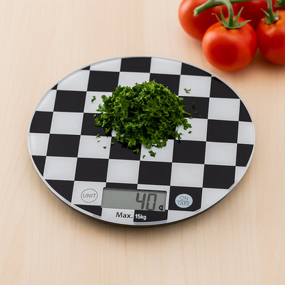 Round Digital Kitchen Scale – Chequerboard or Light Green, 15 kg, 1 g - photo 3