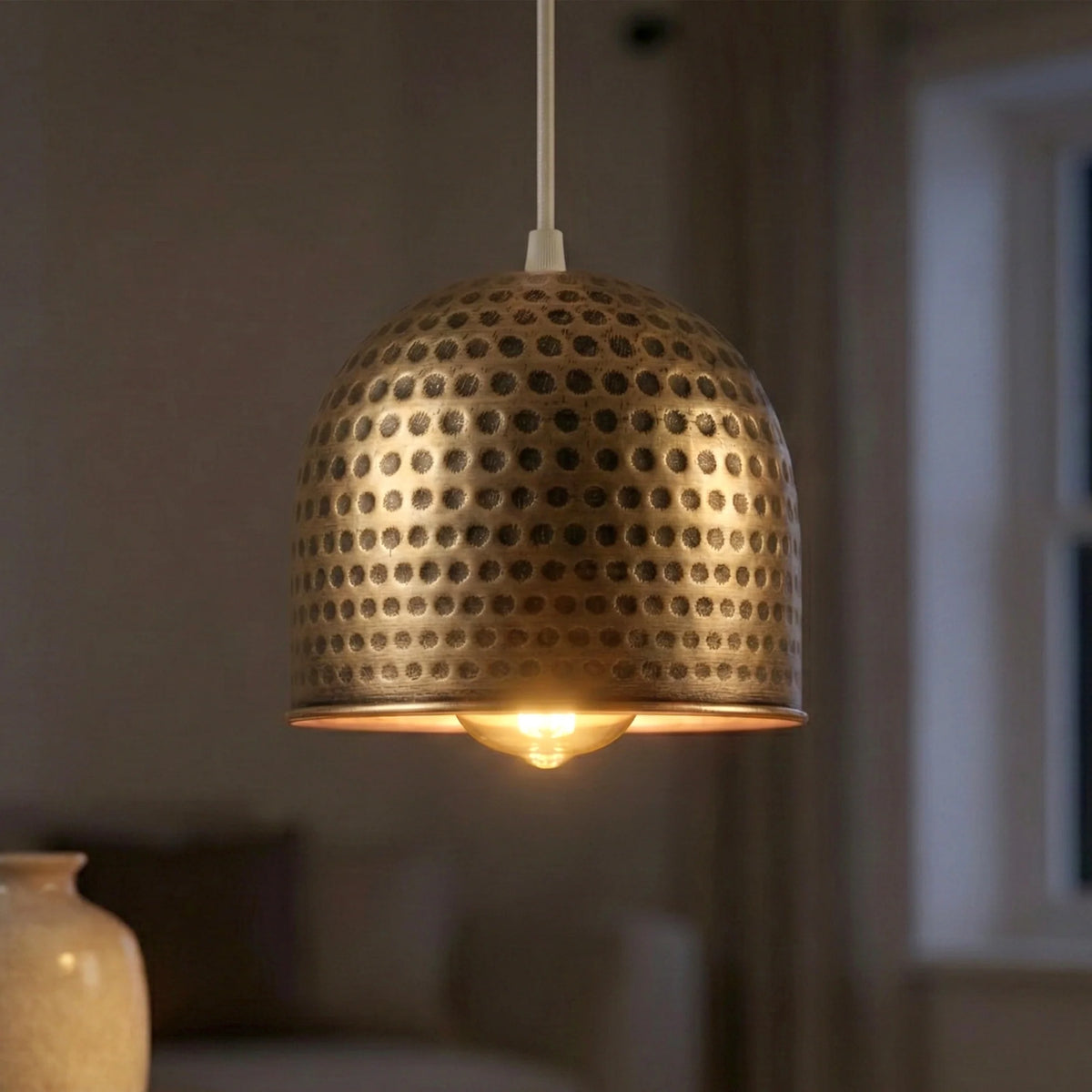 Dimpled Dome Lamp Shade 12 cm – Antique Brass