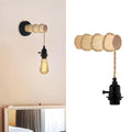 Wood Log Wall Light with Hanging E27 Holder – Hardwired or Plug-In