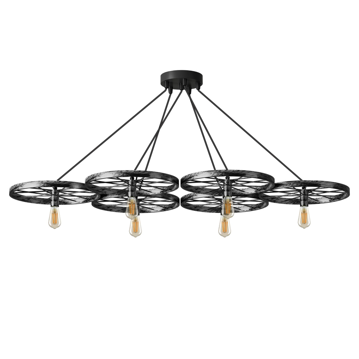 Wagon Wheel Chandelier – 6 Lights, Brushed Copper, Silver or Rustic Red, E27 - photo 9