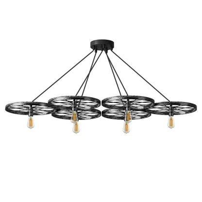 Wagon Wheel Chandelier – 6 Lights, Brushed Copper, Silver or Rustic Red, E27 - photo 9