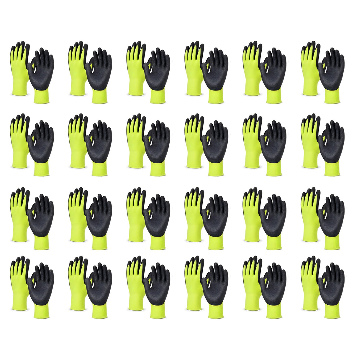 PU-Coated Grip Work Gloves – Light Green or Red, 1 to 24 Pairs - Light Green, 1 Pair, 24