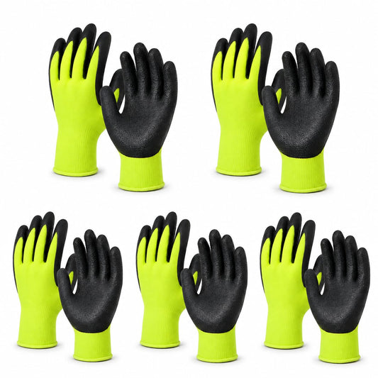 PU-Coated Grip Work Gloves – Light Green or Red, 1 to 24 Pairs - Light Green, 1 Pair, 5