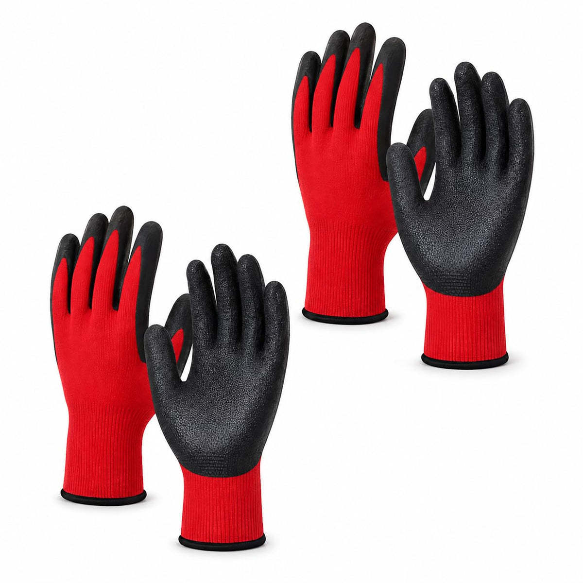 PU-Coated Grip Work Gloves – Light Green or Red, 1 to 24 Pairs - Red, 1 Pair, 2