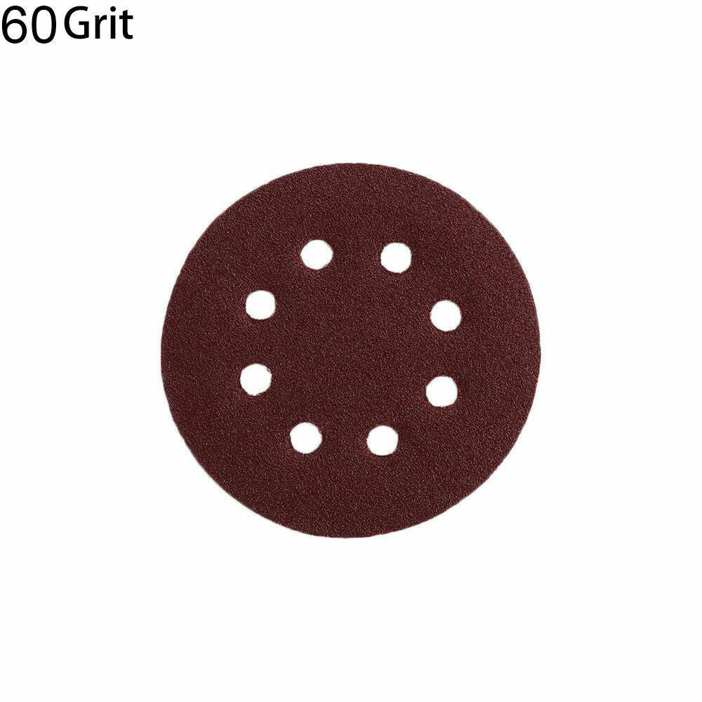 Hook & Loop Sanding Discs 125 mm, 8 Hole – P60 to P400, 1 to 100 Discs - P60, 1 Disc