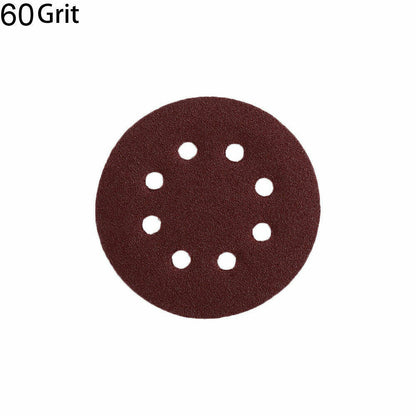 Hook & Loop Sanding Discs 125 mm, 8 Hole – P60 to P400, 1 to 100 Discs - P60, 1 Disc
