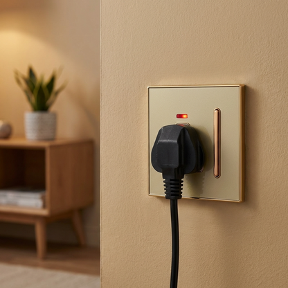 Screwless 13A Plug Socket with Satin Gold Insert – Blue or Gold Glossy - photo 3