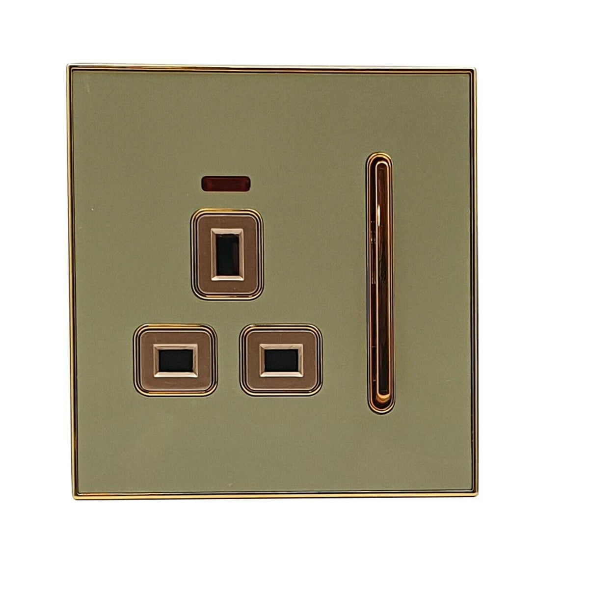 Screwless 13A Plug Socket with Satin Gold Insert – Blue or Gold Glossy - Gold Glossy