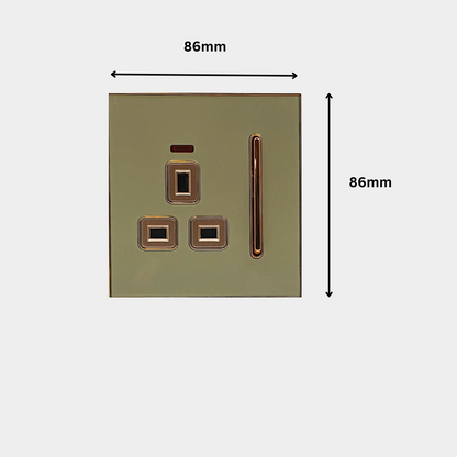 Screwless 13A Plug Socket with Satin Gold Insert – Blue or Gold Glossy