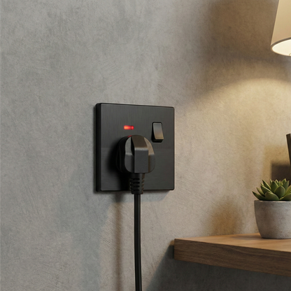 1 Gang Screwless Flat Plate Switched Wall Socket 13A Black - photo 2
