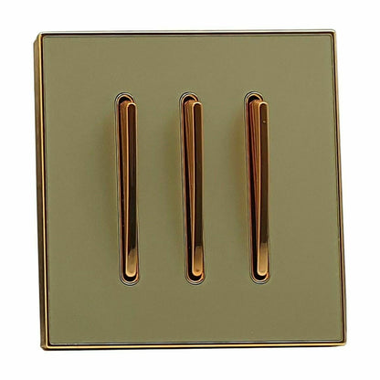 Screwless Light Switch 1, 2 & 3 Gang – Glossy, Brushed Chrome & Gold Finishes - Antique Brass 3 Gang, Single