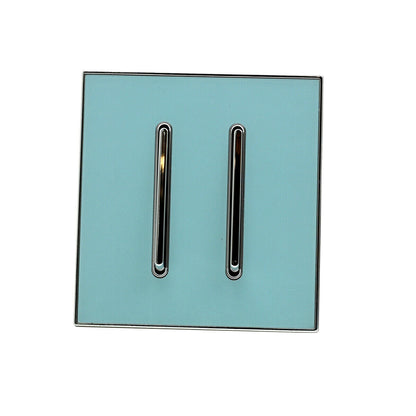 Screwless Light Switch 1, 2 & 3 Gang – Glossy, Brushed Chrome & Gold Finishes - Blue Glossy 2 Gang, Single