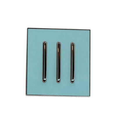 Screwless Light Switch 1, 2 & 3 Gang – Glossy, Brushed Chrome & Gold Finishes - Blue Glossy 3 Gang, Single