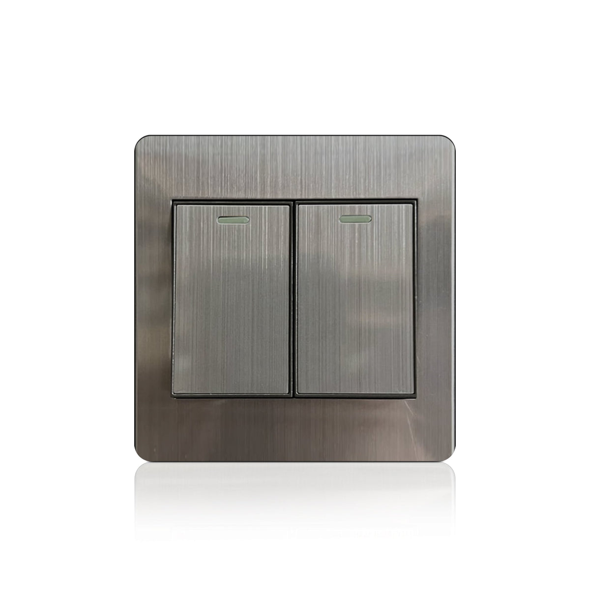 Screwless Light Switch 1, 2 & 3 Gang – Glossy, Brushed Chrome & Gold Finishes - Brushed Chrome 2 Gang, Single