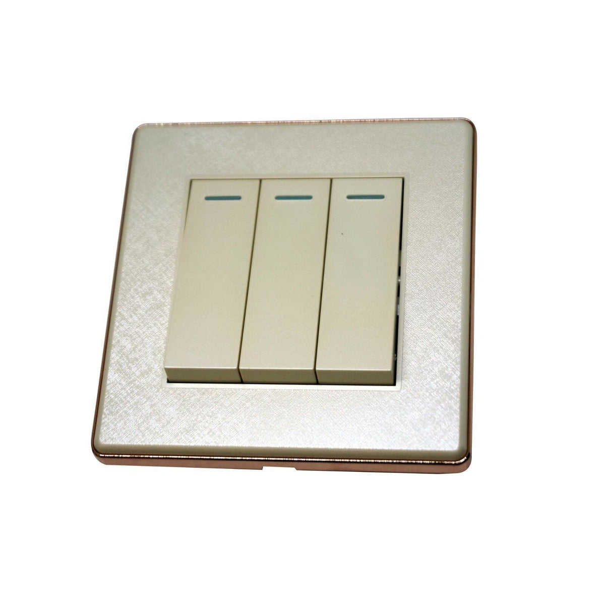 Screwless Light Switch 1, 2 & 3 Gang – Glossy, Brushed Chrome & Gold Finishes - Textured Cream 3 Gang, Single