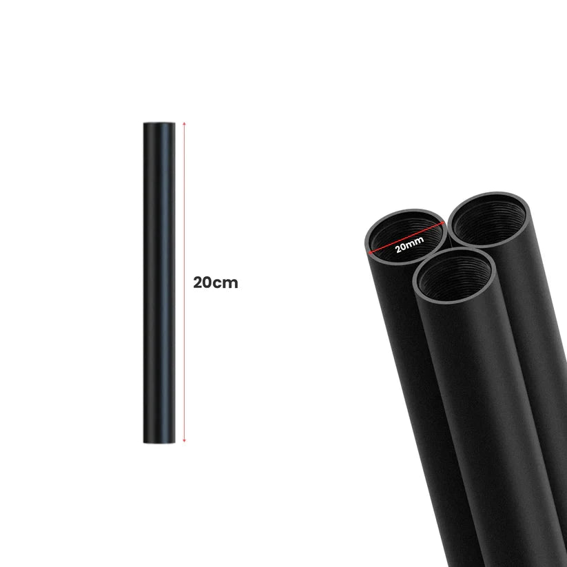 20mm Black Steel Conduit Pipe Female Thread – 20, 30, 50 & 80 cm - 20 mm, 20 cm, Single
