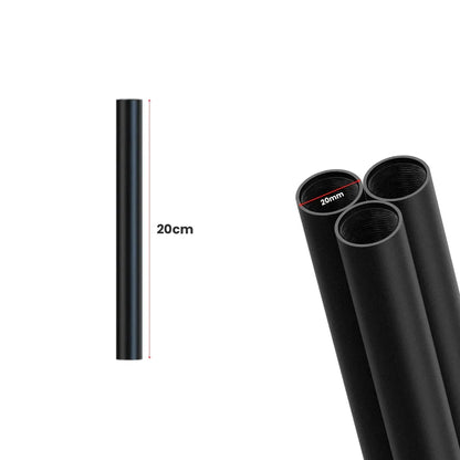 20mm Black Steel Conduit Pipe Female Thread – 20, 30, 50 & 80 cm - 20 mm, 20 cm, Single