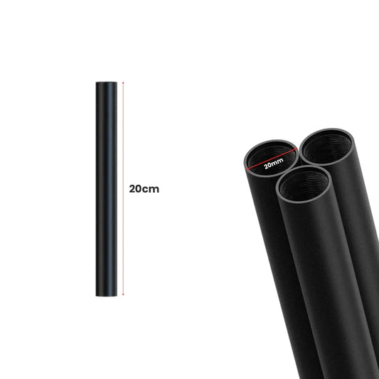 20mm Black Steel Conduit Pipe Female Thread – 20, 30, 50 & 80 cm - 20 mm, 20 cm, Single